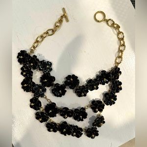 Black and gold flower necklace toggle closure adjustable length